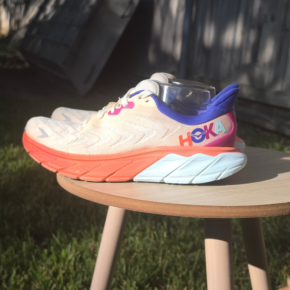 Hoka Arahi 6 Running Shoes Peach Orange Blue Stability Sneakers Womens 11B - Picture 3 of 10